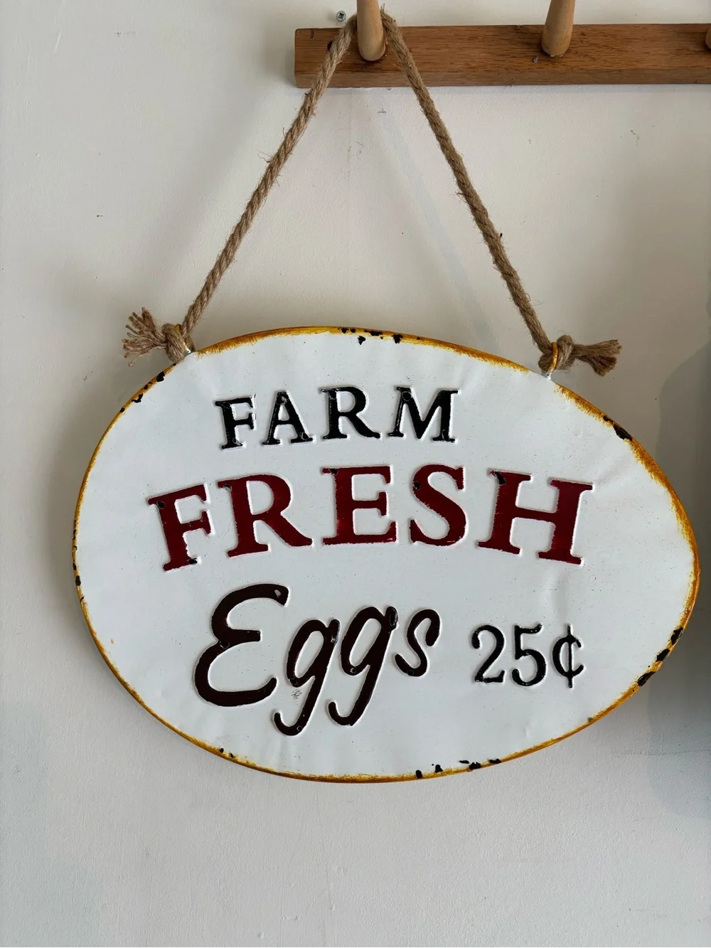 Farm Fresh Eggs 25¢ Vintage-Style Hanging Sign Metal